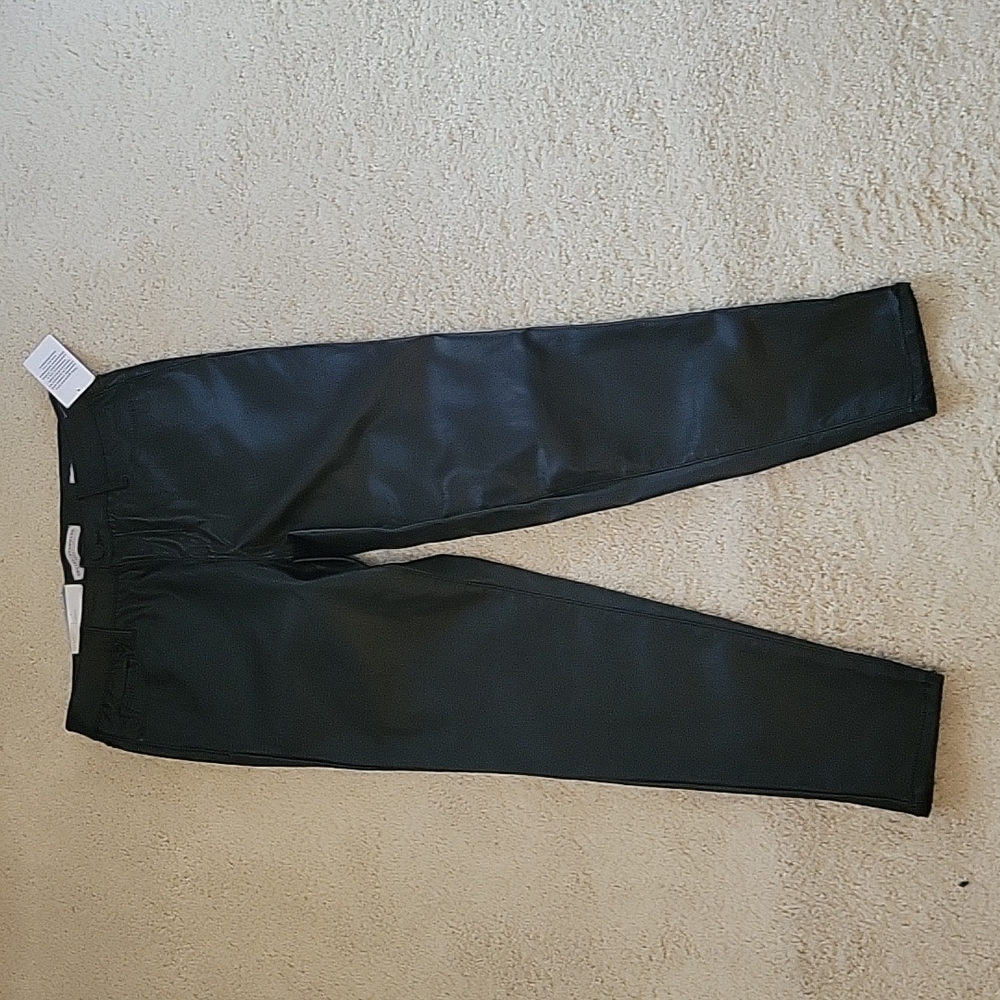 NWT Social Standard black leather look jean sz 10